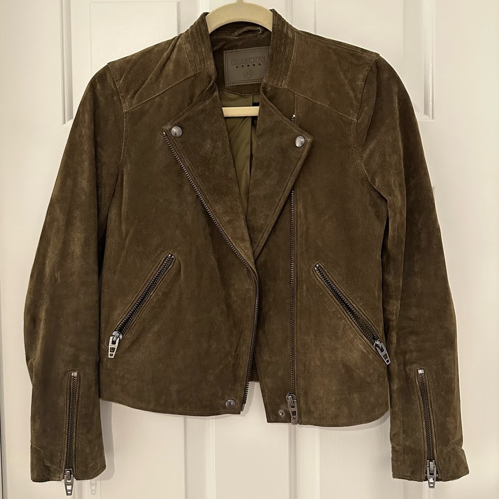 Blank NYC Suede Moto Jacket in Olive XS